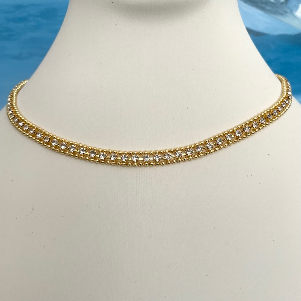 Tennis Necklace CZ Ribbon Chain Choker